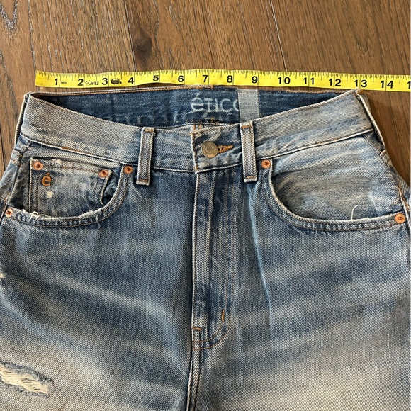 Etica Women's Blue Straight Leg Jeans with Patchwork - Picture 3 of 8